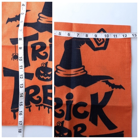Trick or Treat Orange & Black Fabric Lawn Sign - Picture 2 of 4